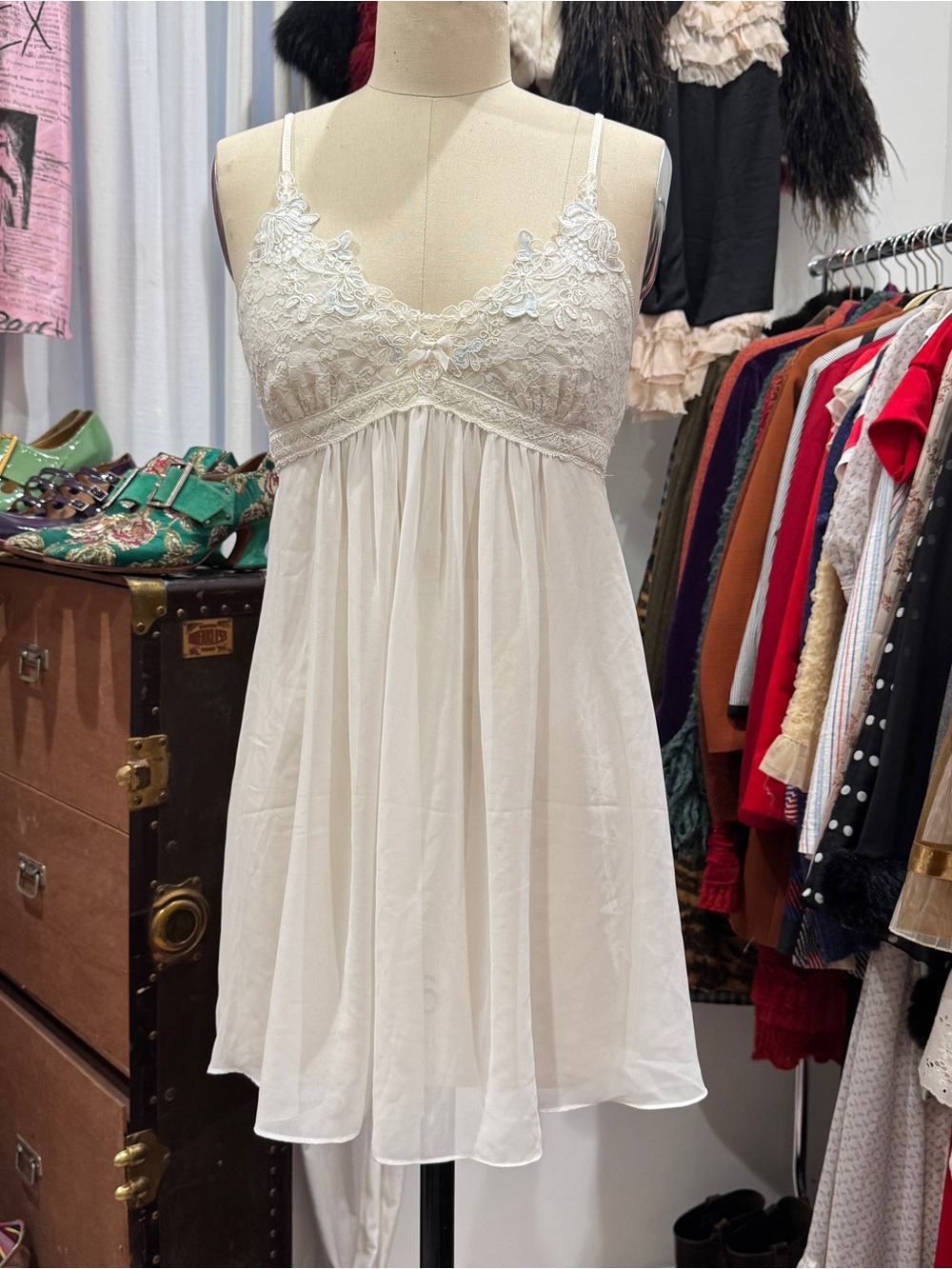 In Bloom Ivory Lace Chemise with Sheer Skirt